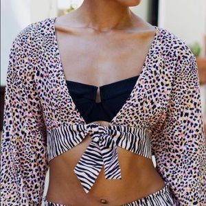 Anthropologie Sanctuary Animal Print Crop Top, Size S